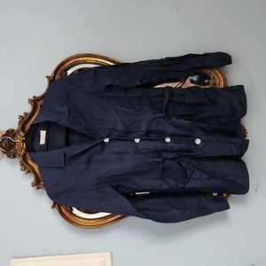 Navy linen jacket with shell buttons